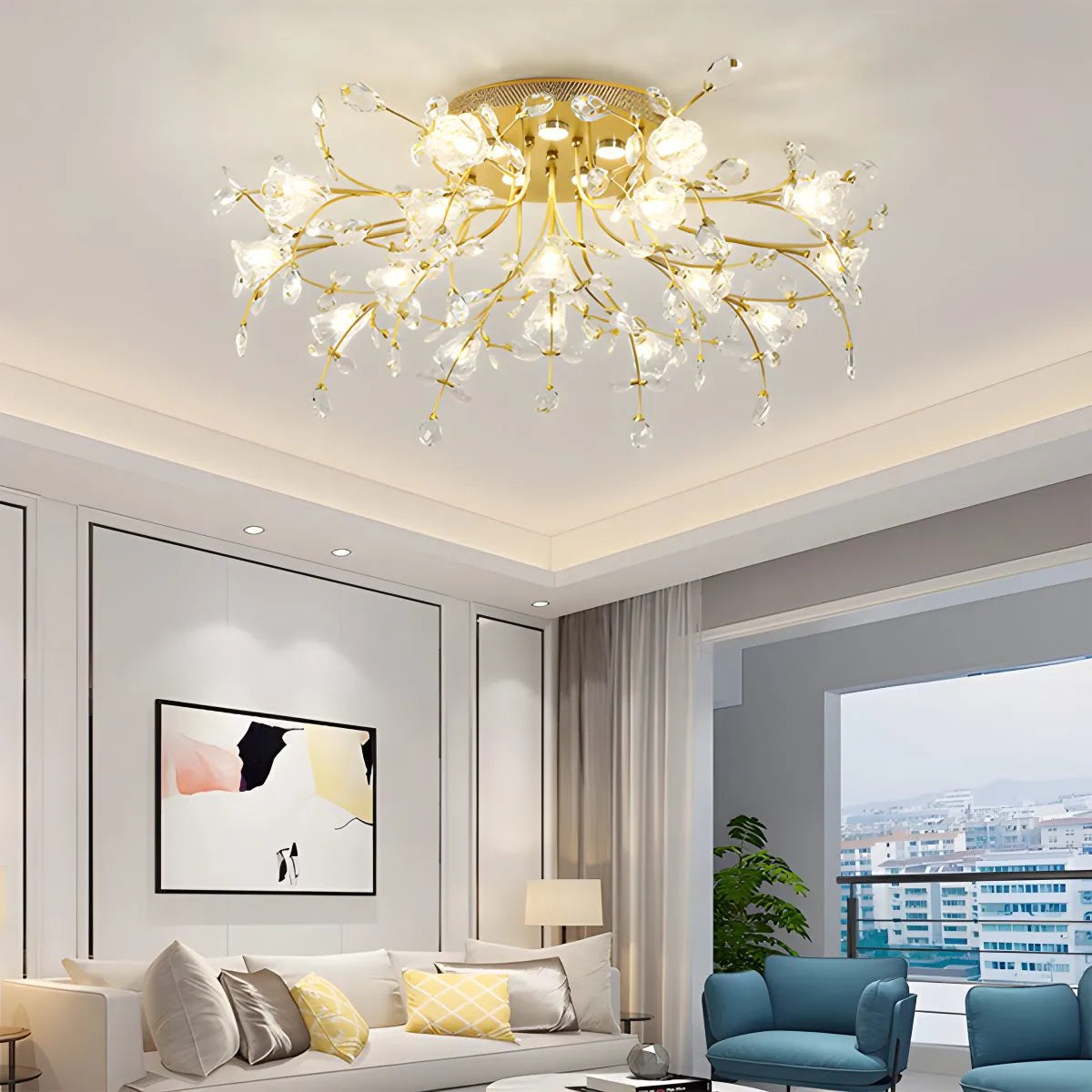 Antizer Lily Art Deco Flower Ceiling Light for Bedroom