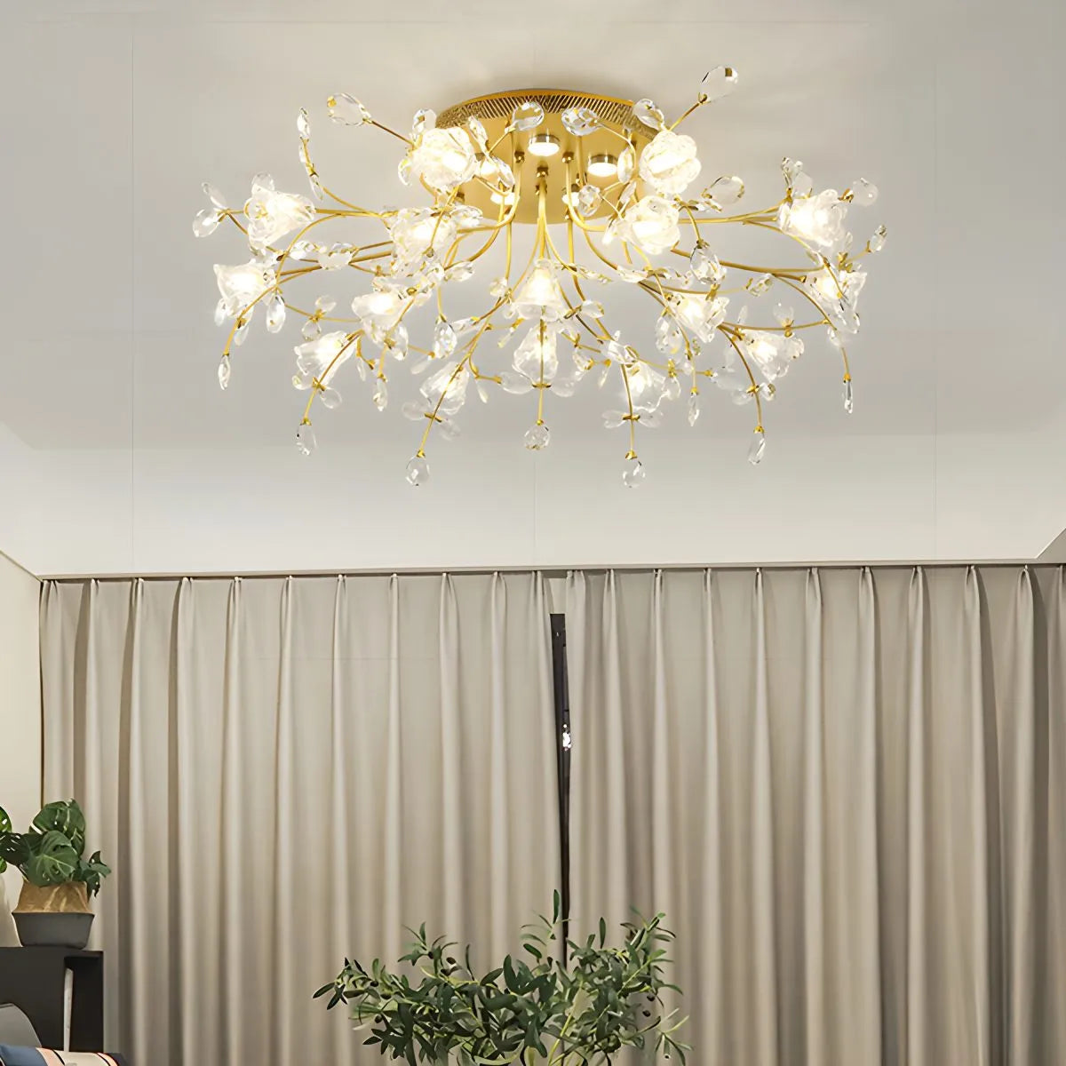 Antizer Lily Art Deco Flower Ceiling Light for Bedroom