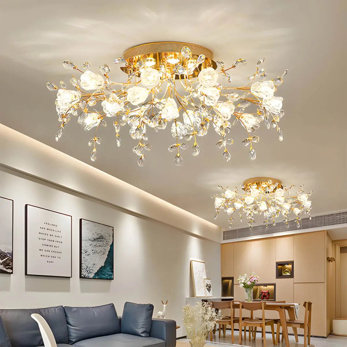 Antizer Lily Art Deco Flower Ceiling Light for Bedroom
