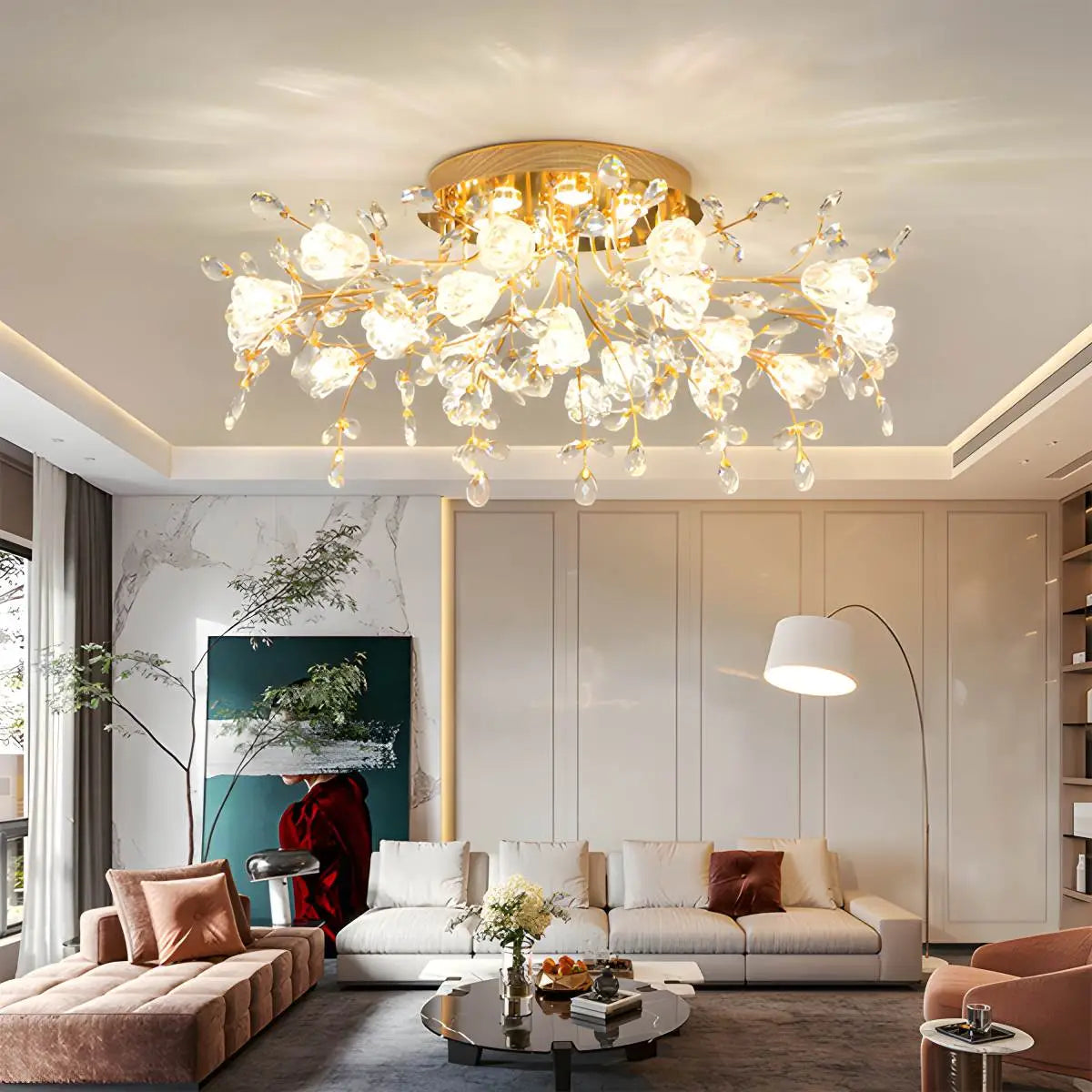Antizer Lily Art Deco Flower Ceiling Light for Bedroom