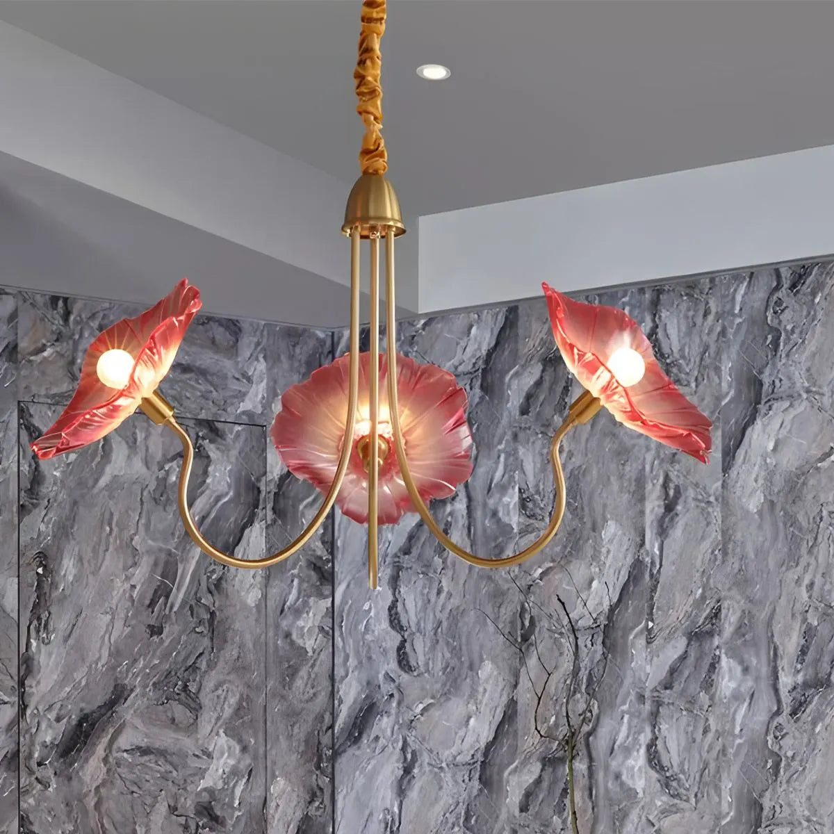 Antizer Lotus Leaf Glass Chandelier for Living Room