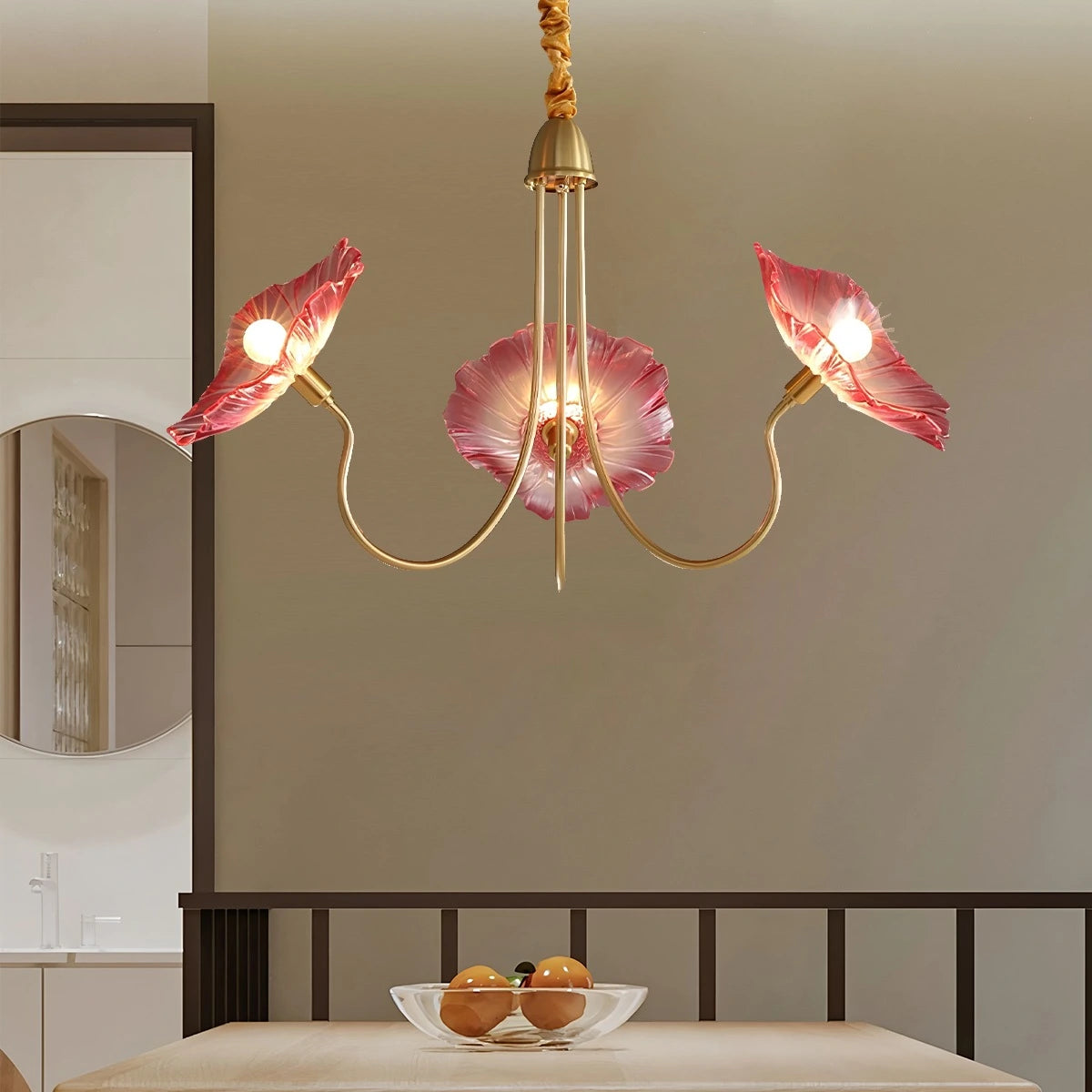 Antizer Lotus Leaf Glass Chandelier for Living Room
