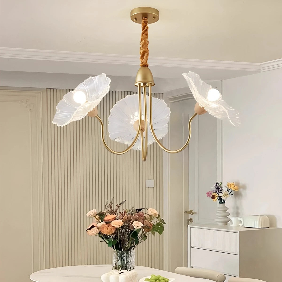 Antizer Lotus Leaf Glass Chandelier for Living Room