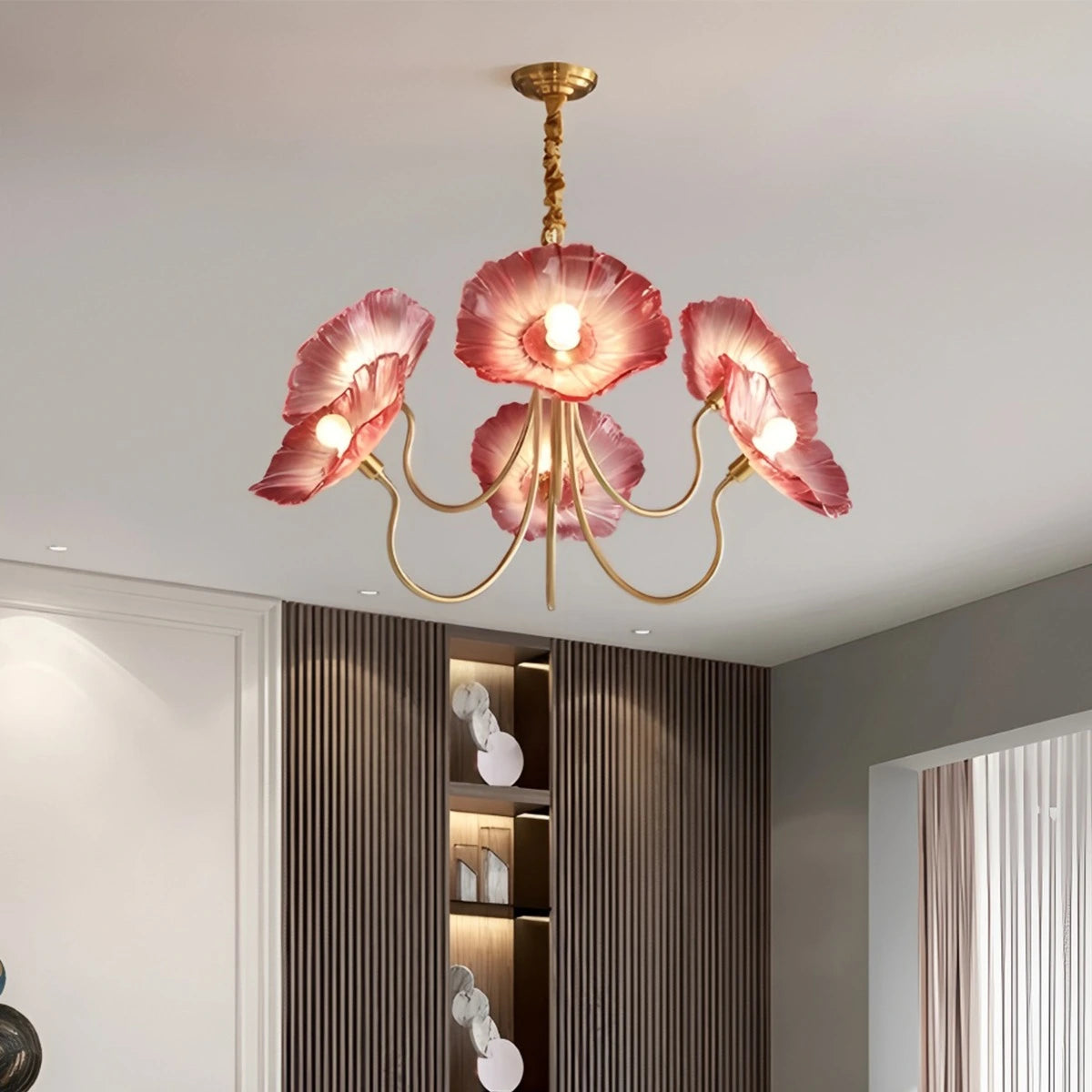 Antizer Lotus Leaf Glass Chandelier for Living Room
