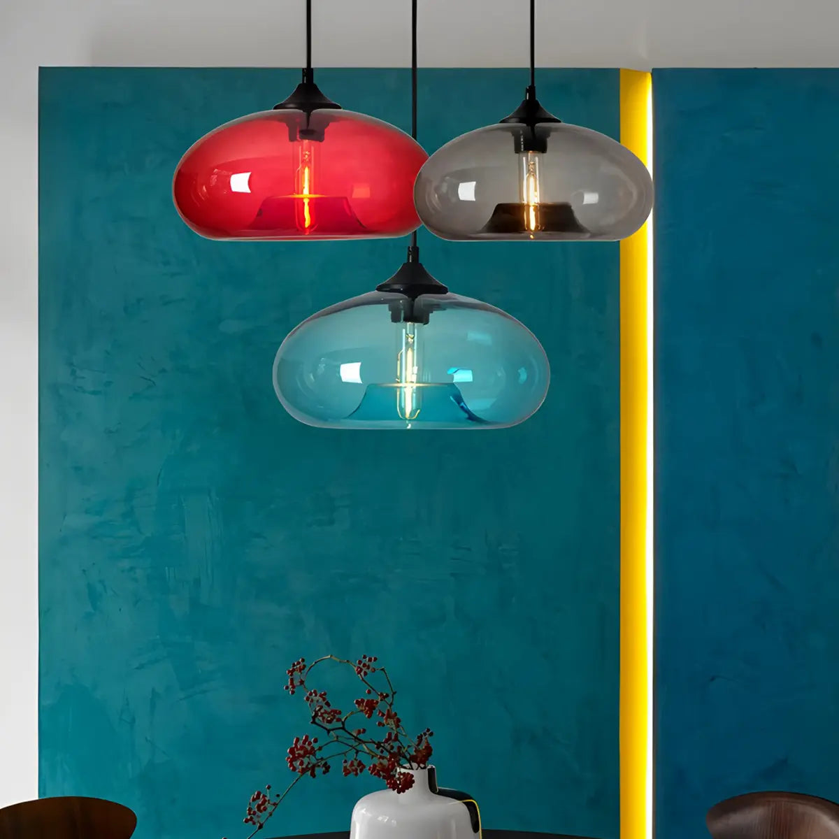 Antizer Colorful Glass Pendant Light for Dining Area