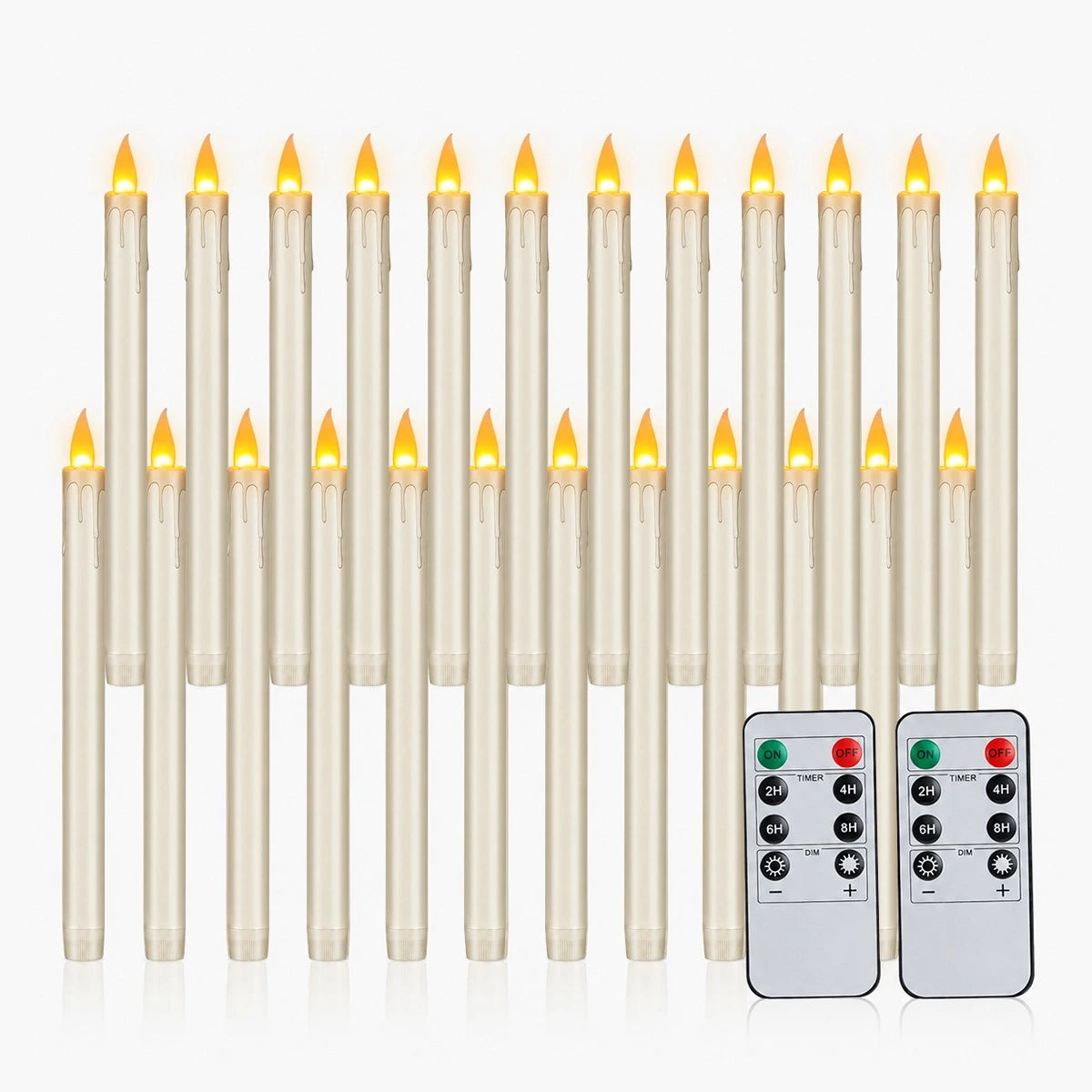 Antizer Lvory Drip Flameless Taper Candle 24 Pack × 16