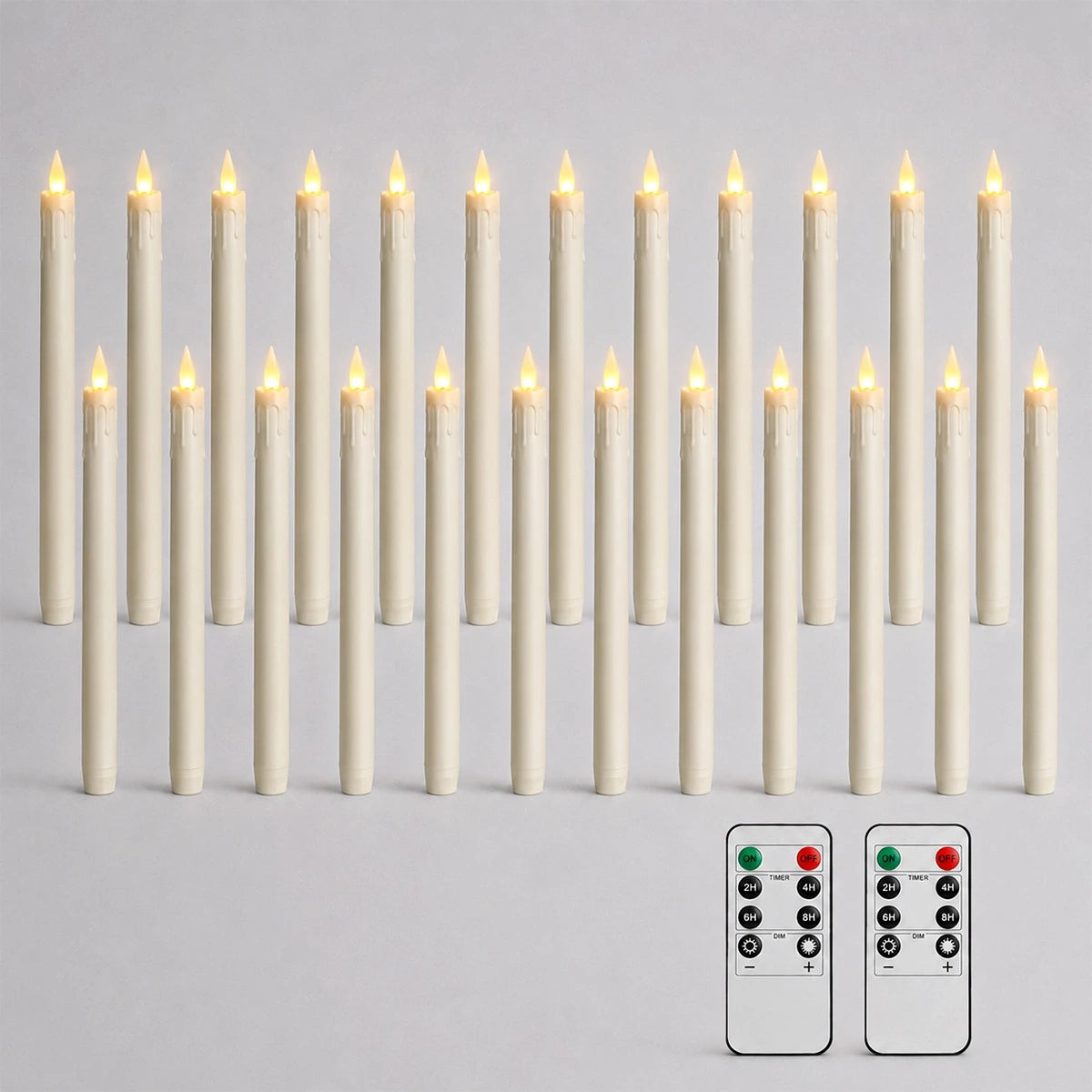Antizer Lvory Drip Flameless Taper Candle 24 Pack × 16