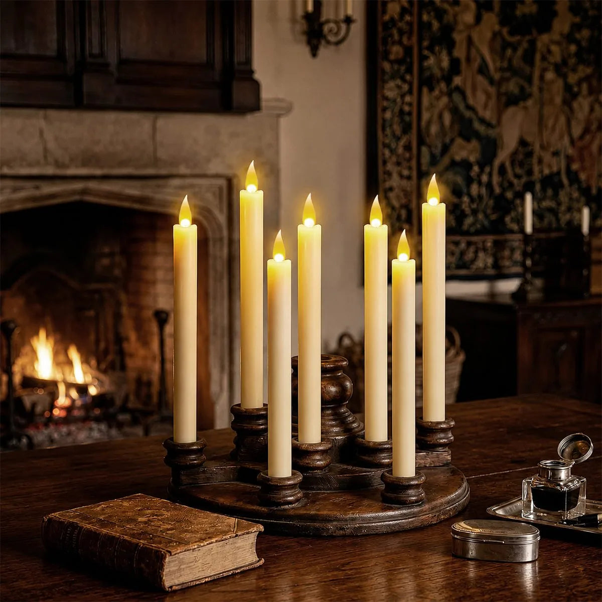 Antizer Lvory Smooth Flameless Taper Candle 24 Pack × 16