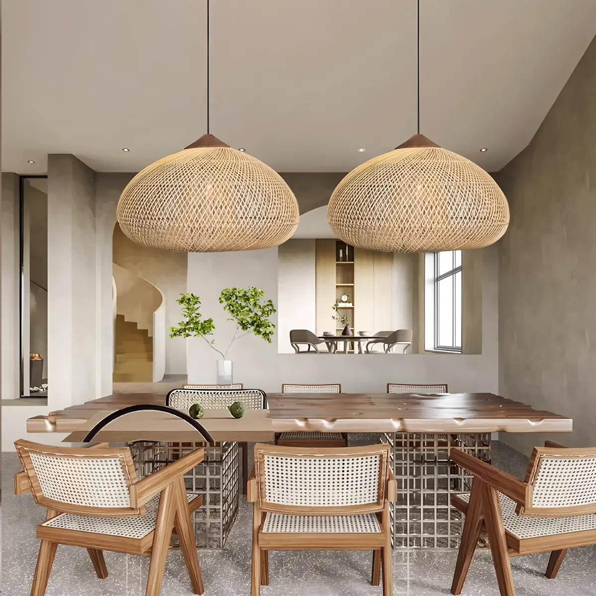 Antizer Rattan Lantern Pendant Light for Dining Room