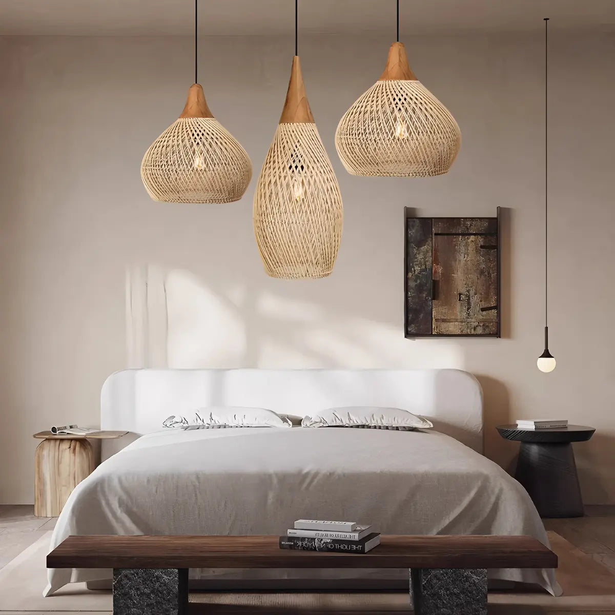 Antizer Rattan Lantern Pendant Light for Dining Room