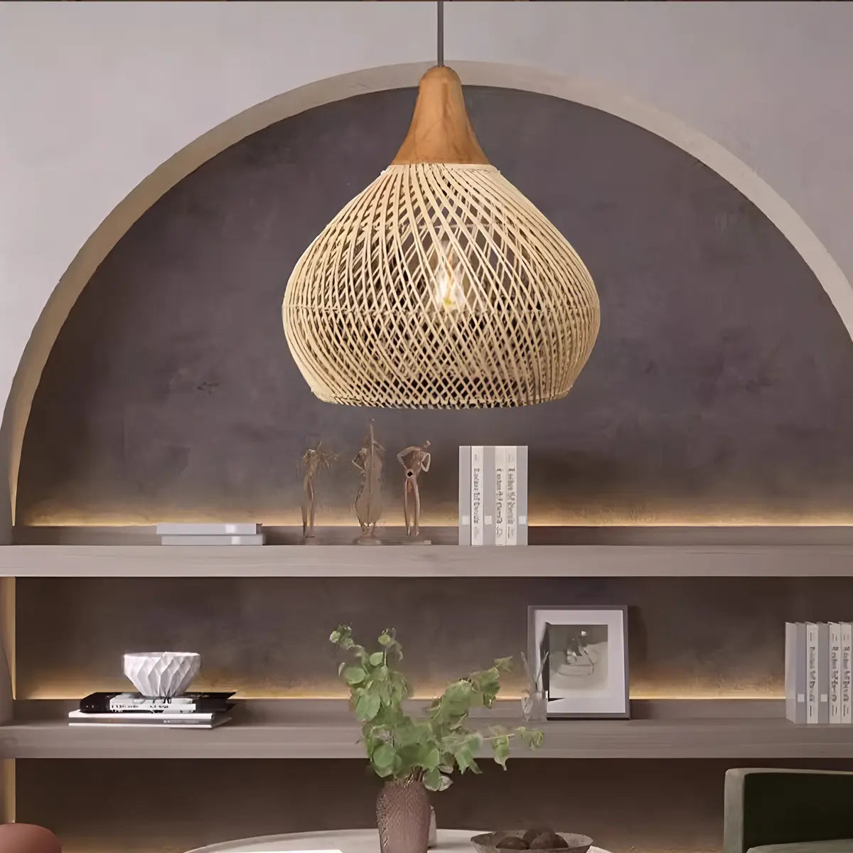 Antizer Rattan Lantern Pendant Light for Dining Room