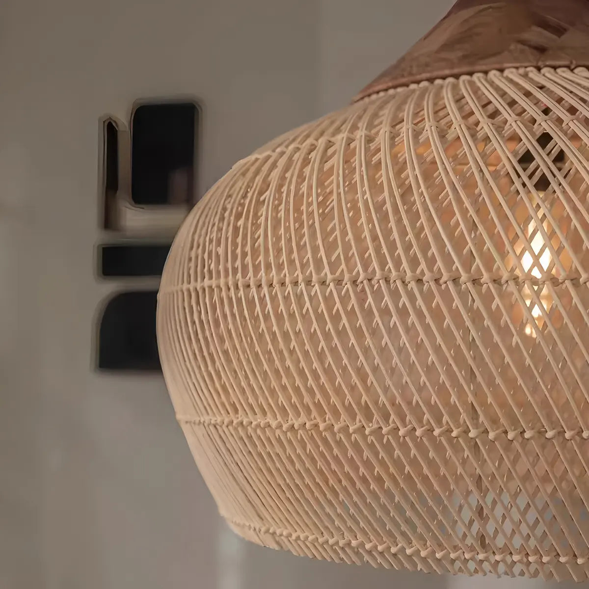 Antizer Rattan Lantern Pendant Light for Dining Room