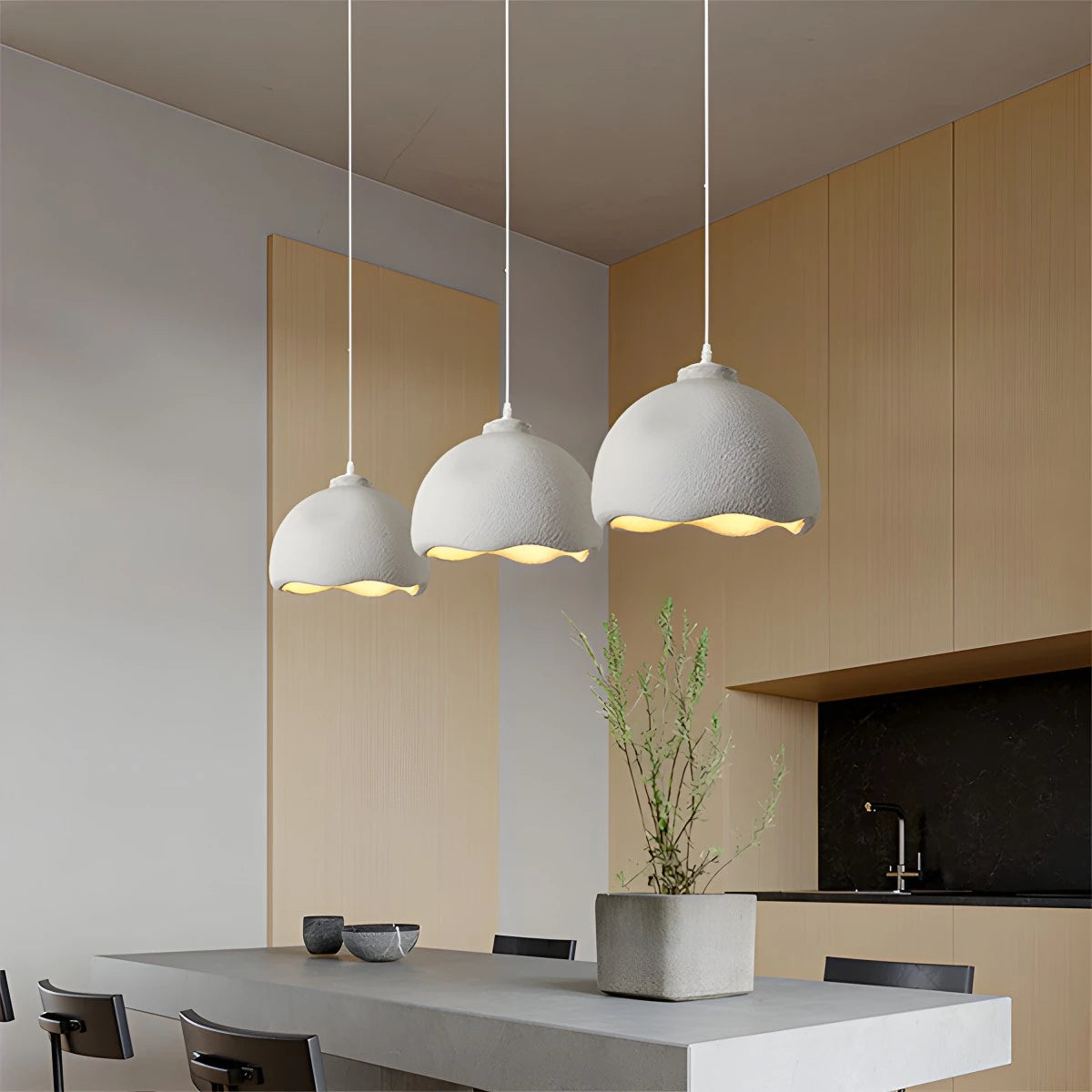 Antizer Micro Cement Pendant Light for Kitchen Dining Area