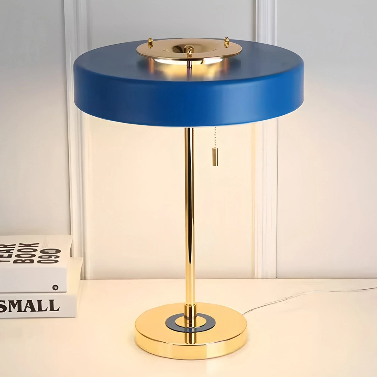 Antizer Mid-Century Round Table Lamp with Pull Chain