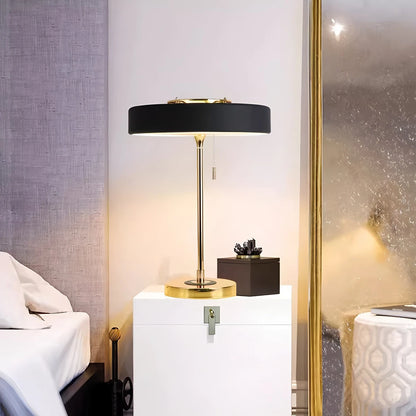 Antizer Mid-Century Round Table Lamp with Pull Chain