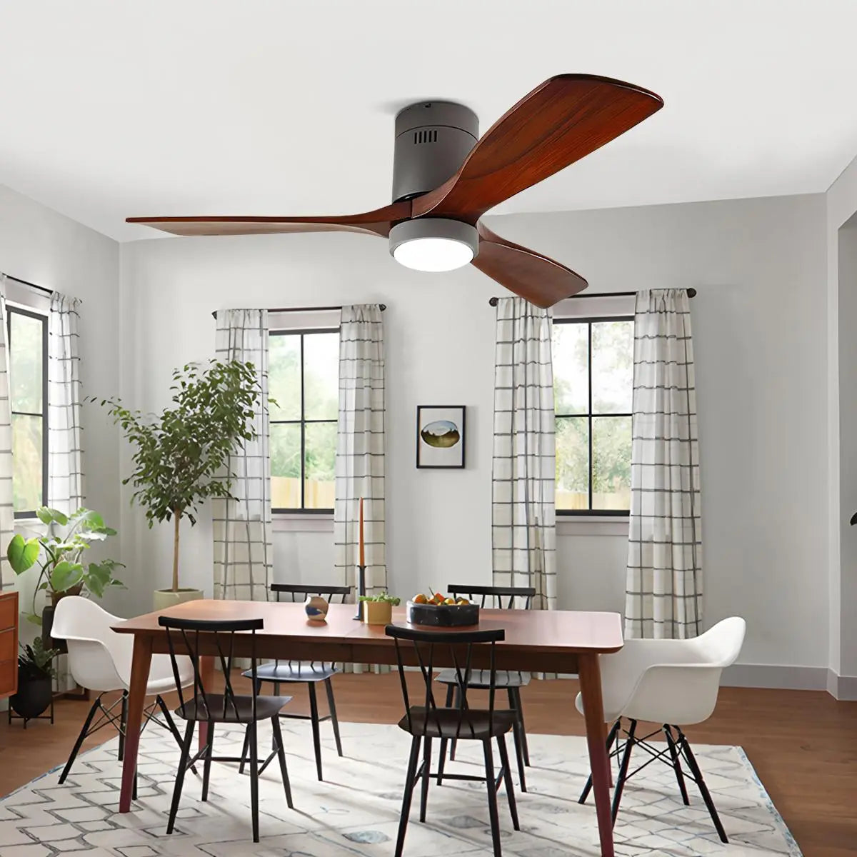 Antizer Mid-century Modern Hugger Ceiling Fan Lamp