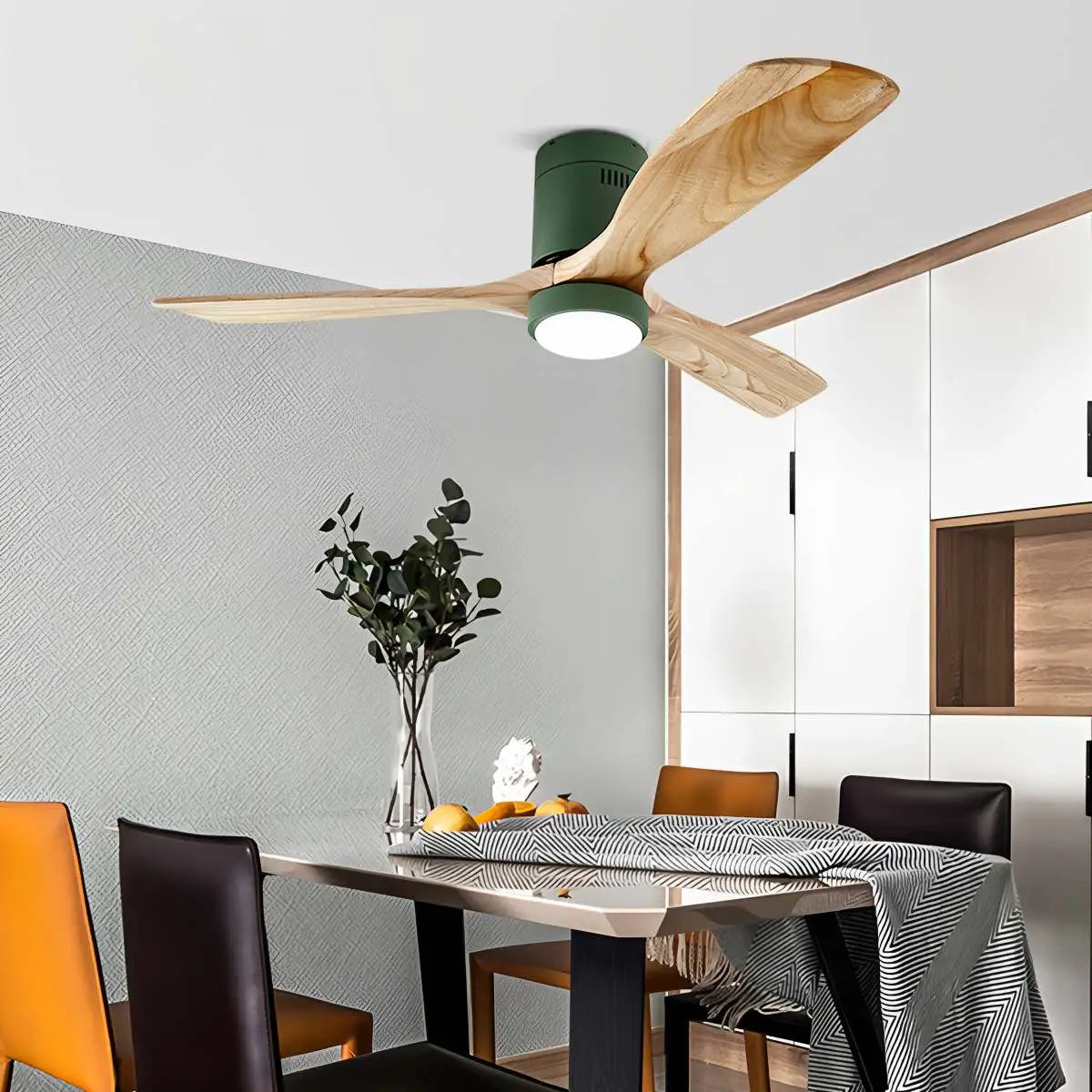 Antizer Mid-century Modern Hugger Ceiling Fan Lamp