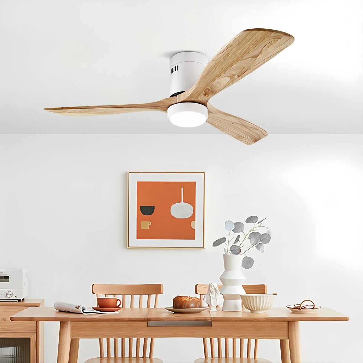 Antizer Mid-century Modern Hugger Ceiling Fan Lamp