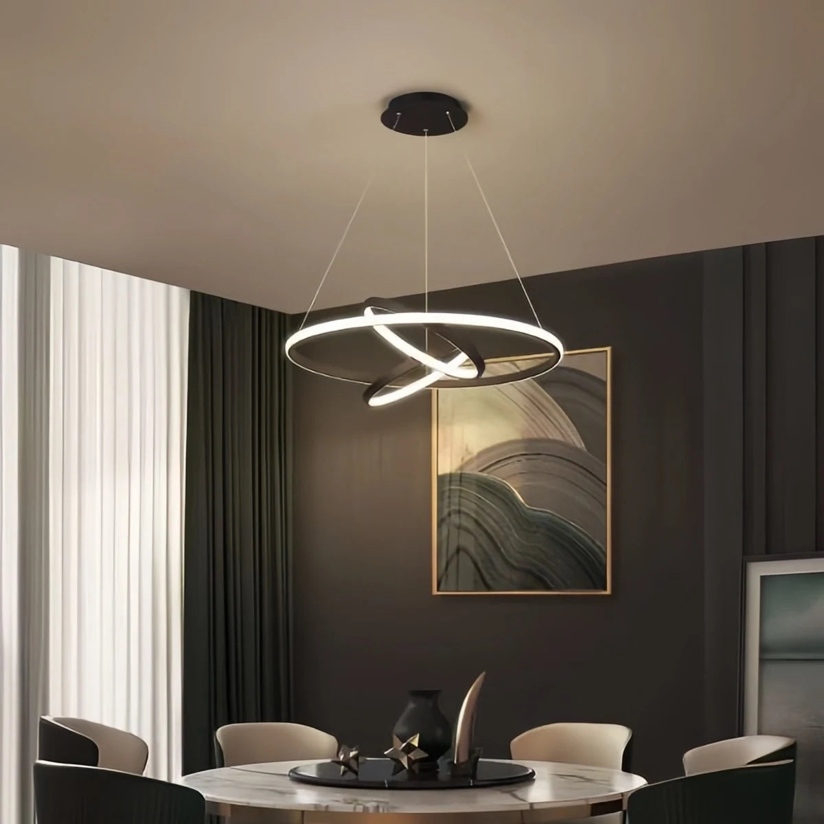 Antizer Minimalist Circular Chandelier Modern Lighting Fixture