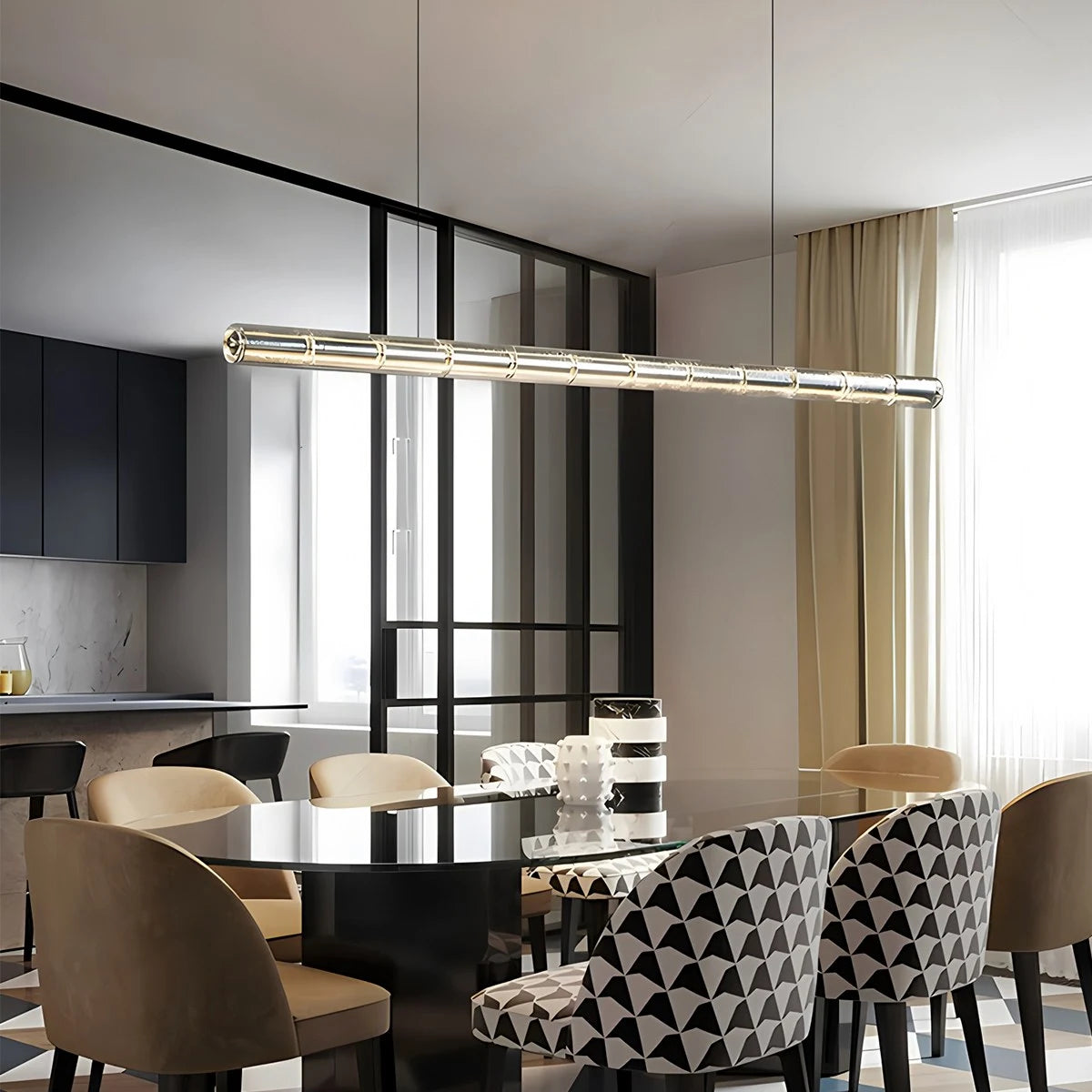Antizer Minimalist Long Glass Pendant Light