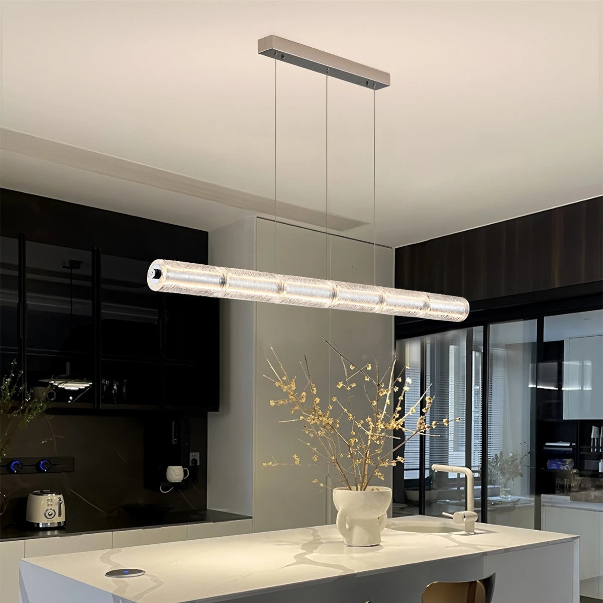 Antizer Minimalist Long Glass Pendant Light