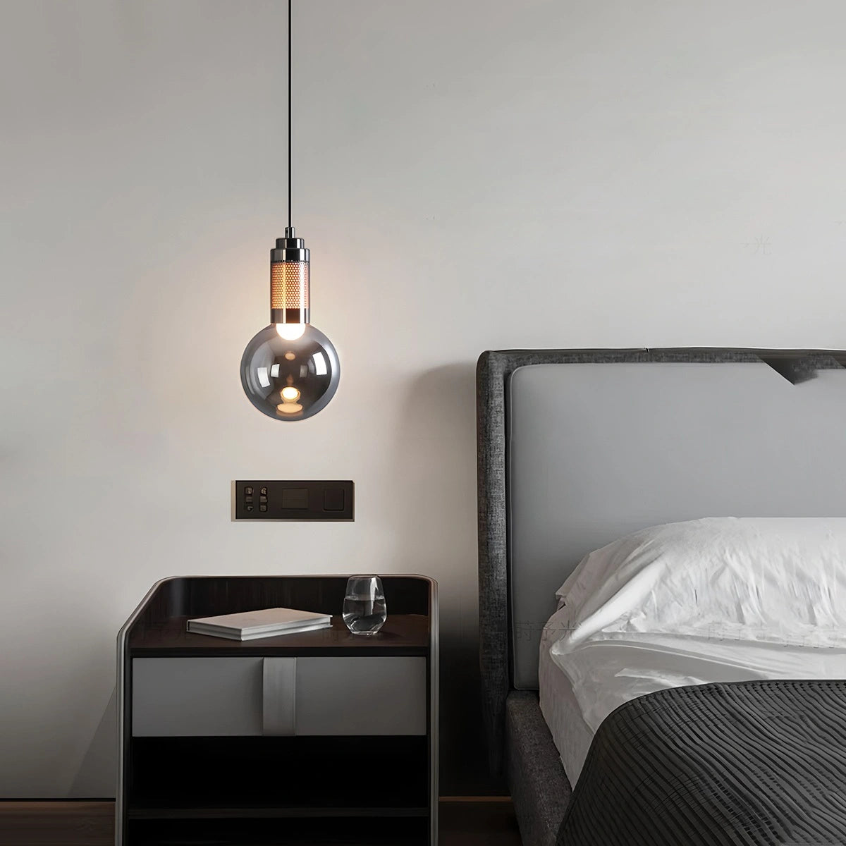 Antizer Industrial Glass Pendant Light for Bedroom