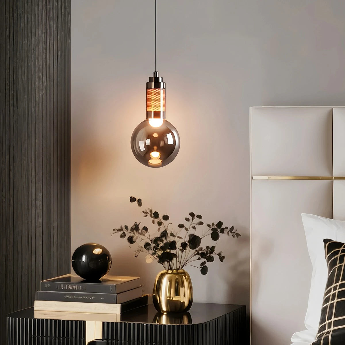 Antizer Industrial Glass Pendant Light for Bedroom
