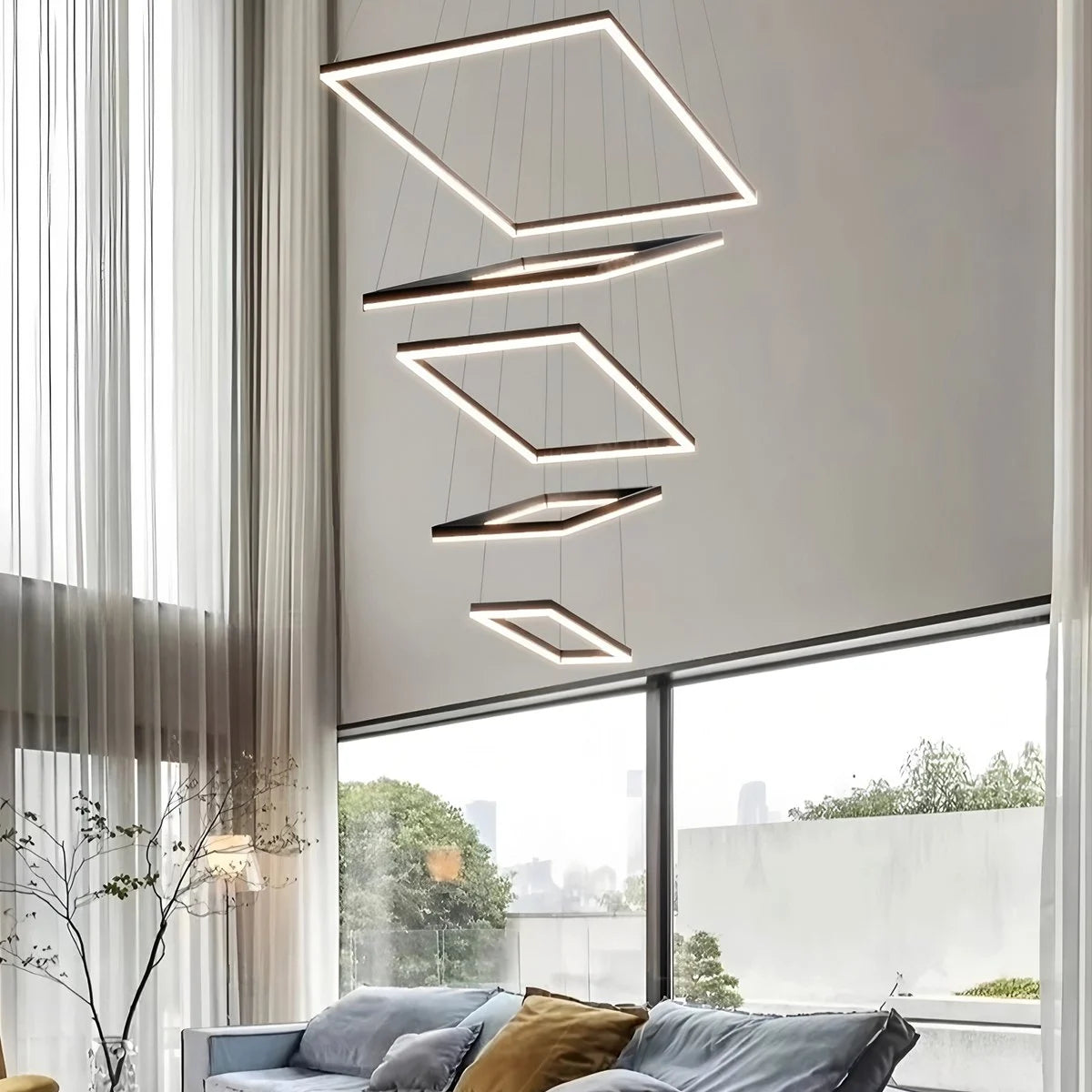 Antizer Modern Black Tiered Rectangular Chandelier