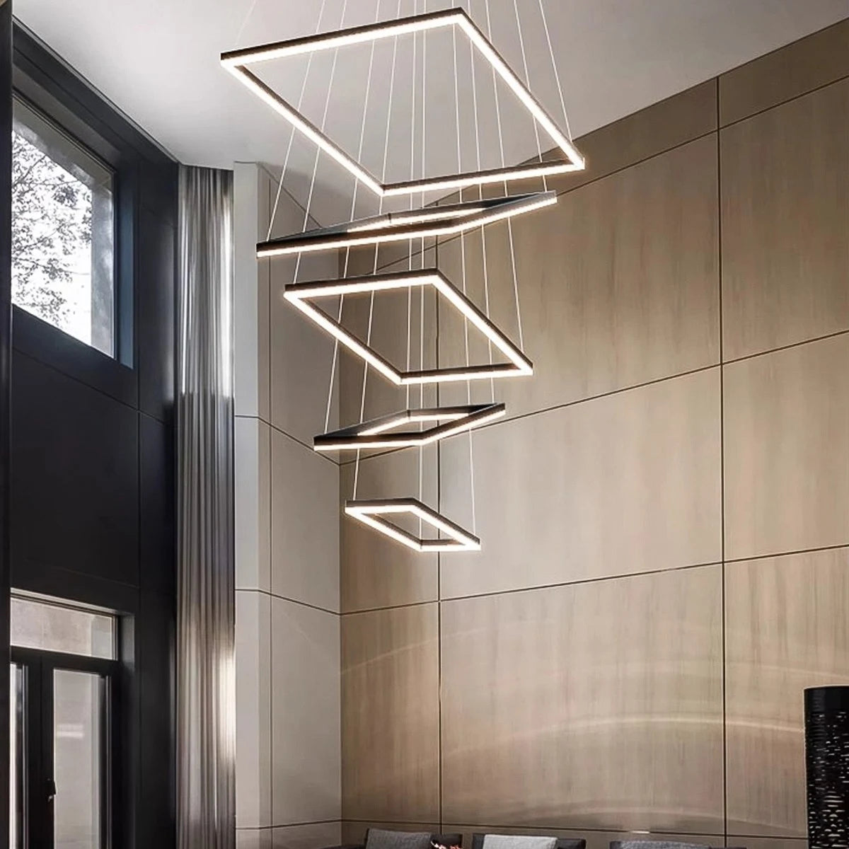 Antizer Modern Black Tiered Rectangular Chandelier