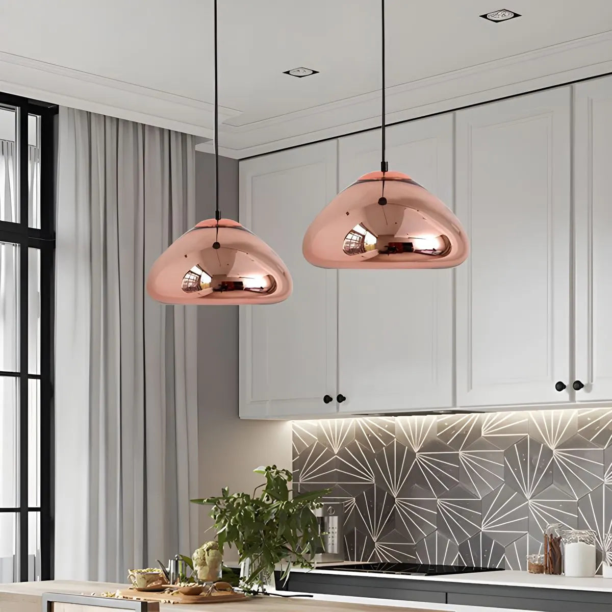 Antizer Modern Bread Shape Glass Pendant Light for Kitchen