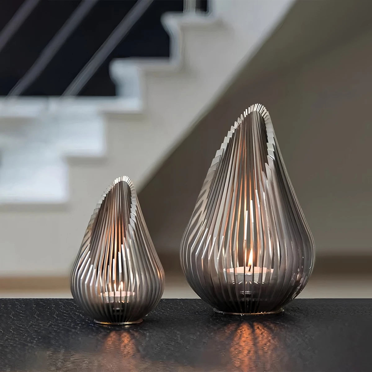 Antizer Stainless Steel Teardrop-Shaped Outdoor Floor Lamp