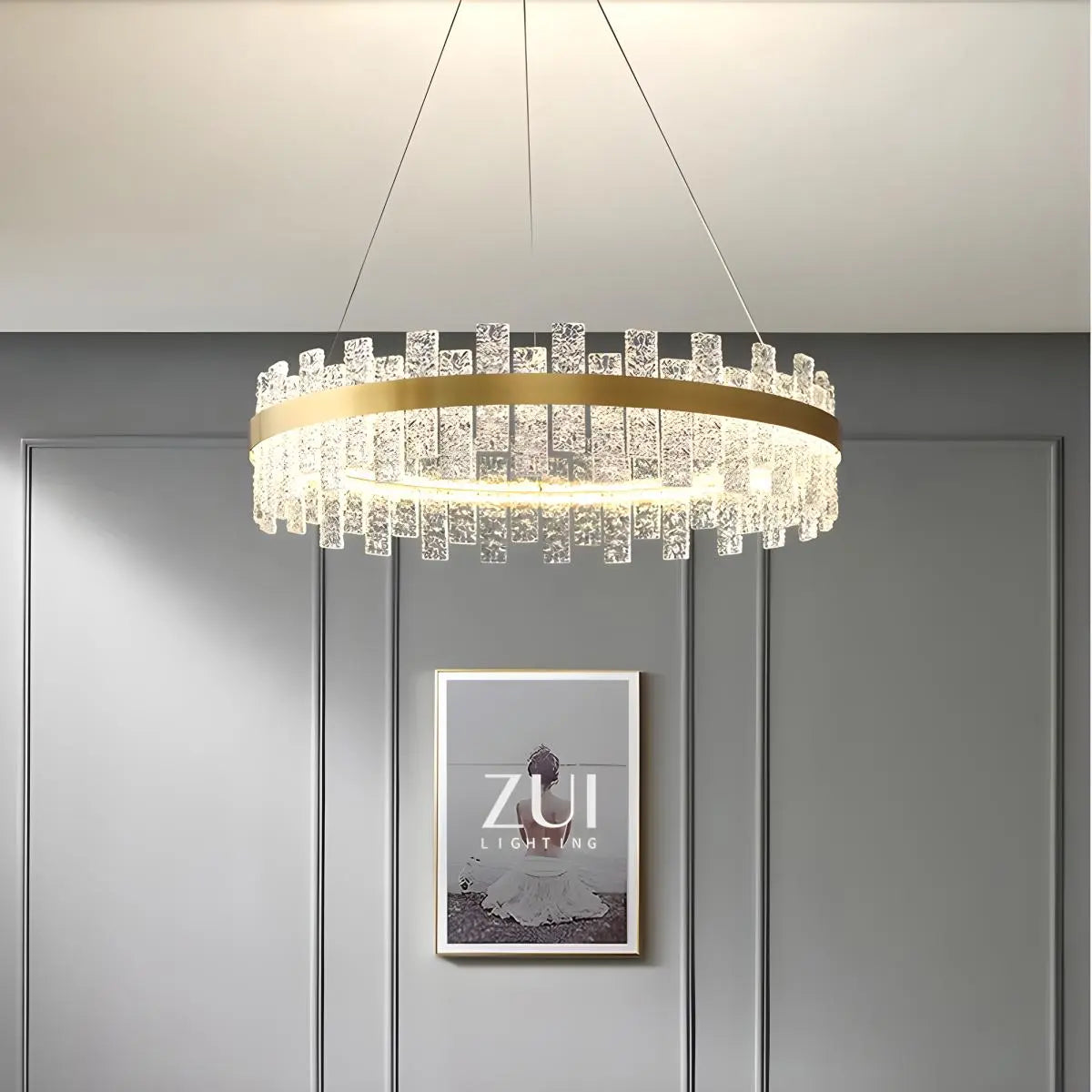 Antizer Modern Frosted Glass Crystal Chandelier