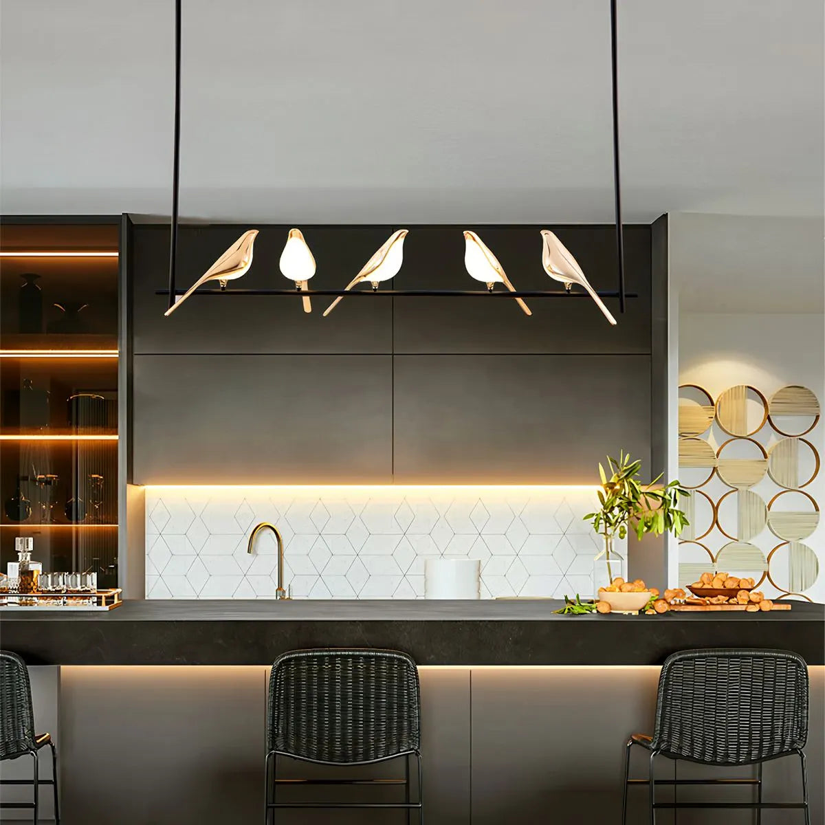 Antizer Modern Gold Birds LED Chandelier
