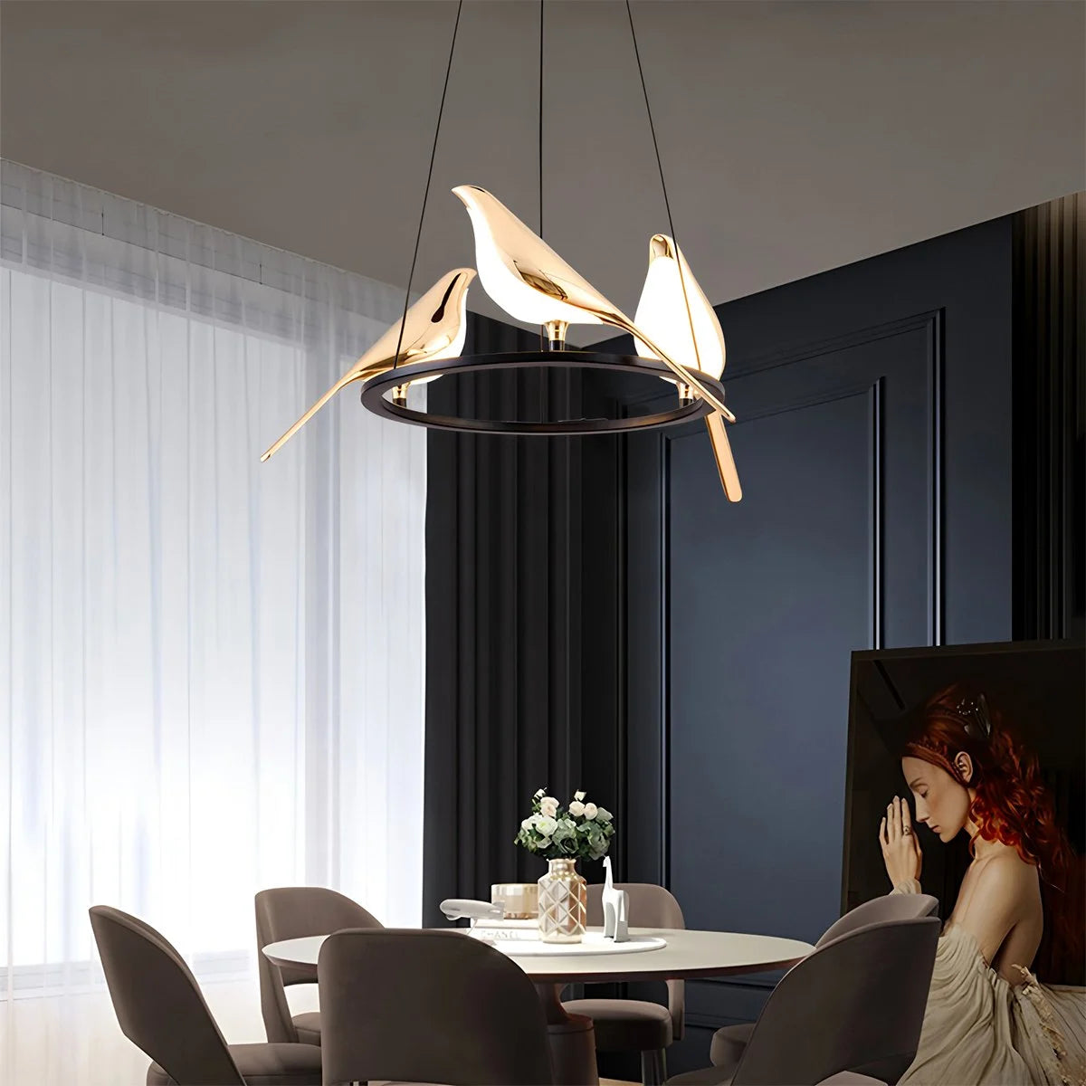 Antizer Modern Gold Birds LED Chandelier