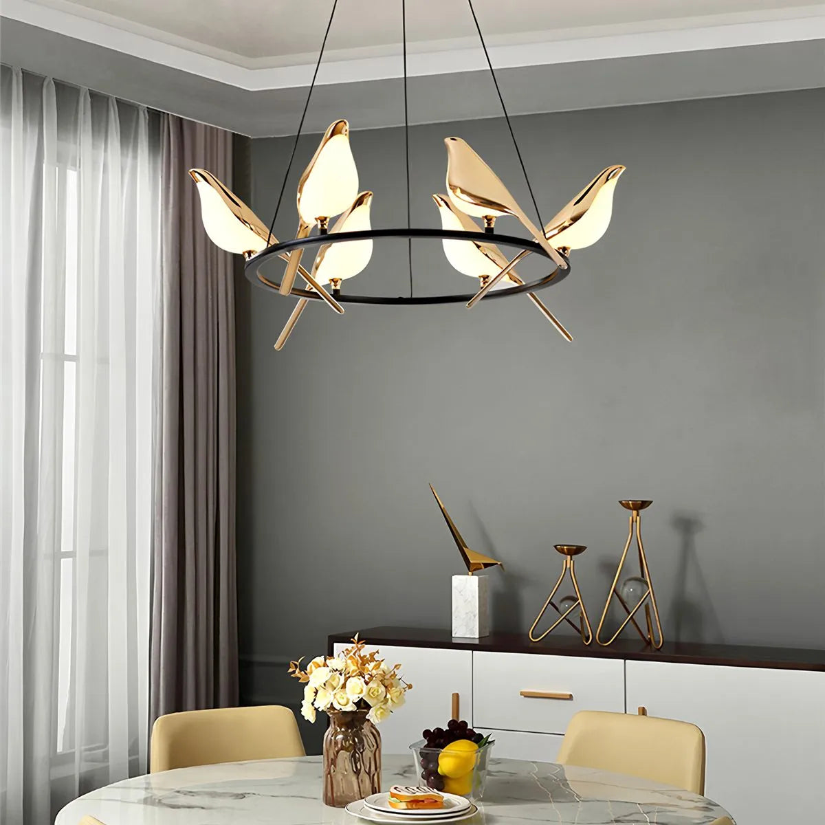 Antizer Modern Gold Birds LED Chandelier