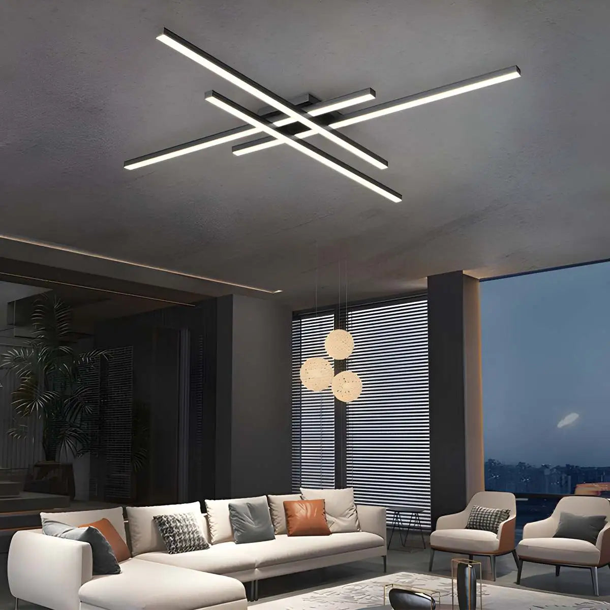 Antizer Modern LED Minimalist Line Ceiling Light Black