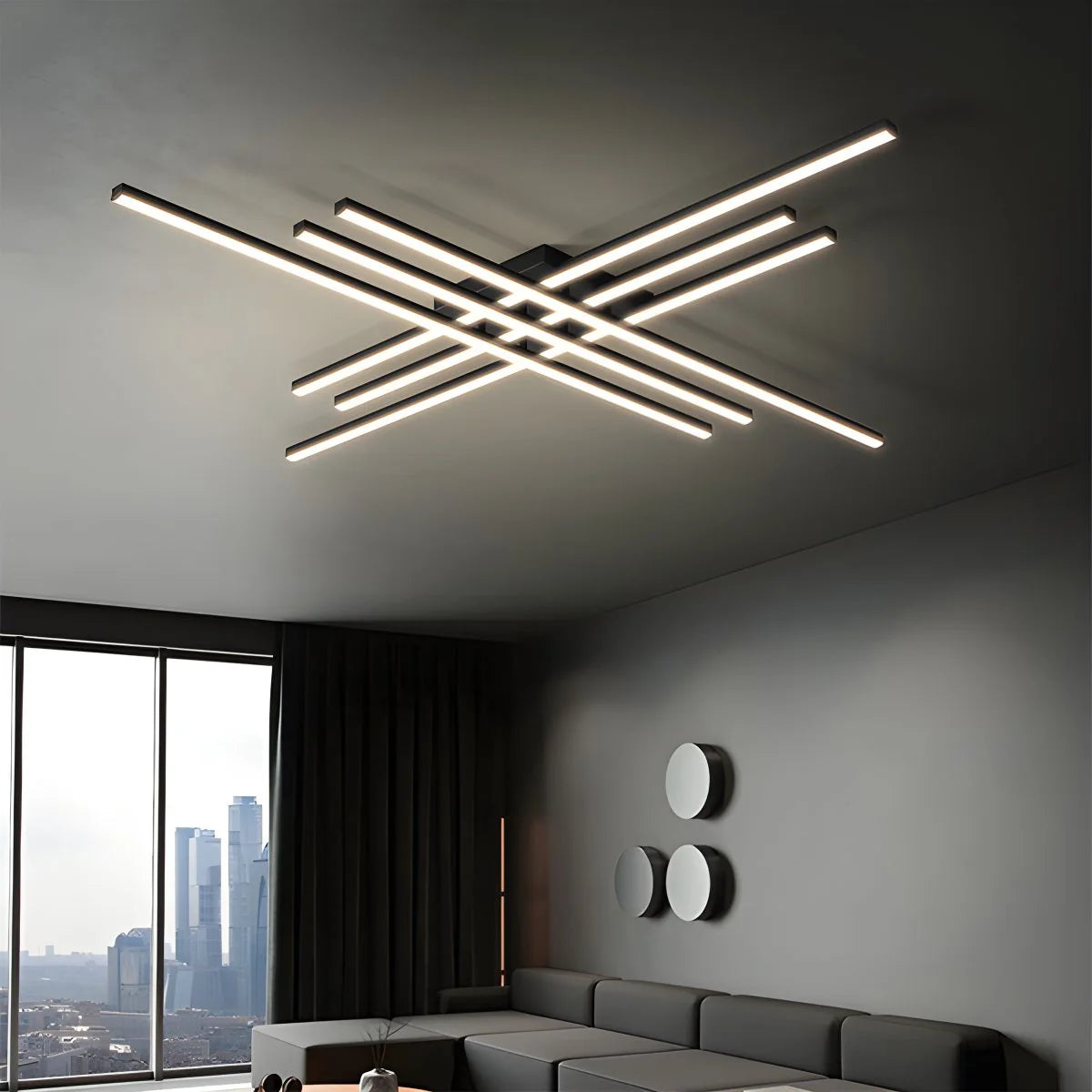 Antizer Modern LED Minimalist Line Ceiling Light Black