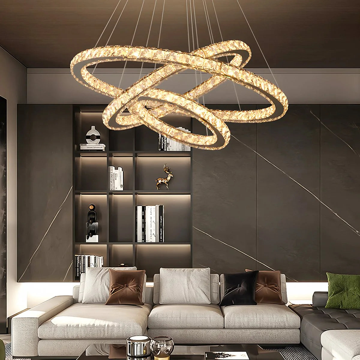 Antizer Modern Light Luxury Circular LED Crystal Chandelier