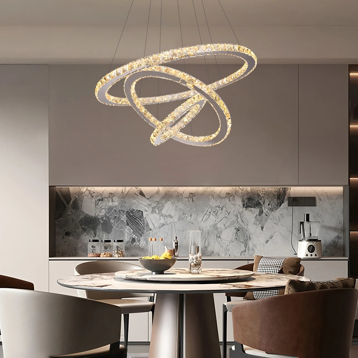 Antizer Modern Light Luxury Circular LED Crystal Chandelier