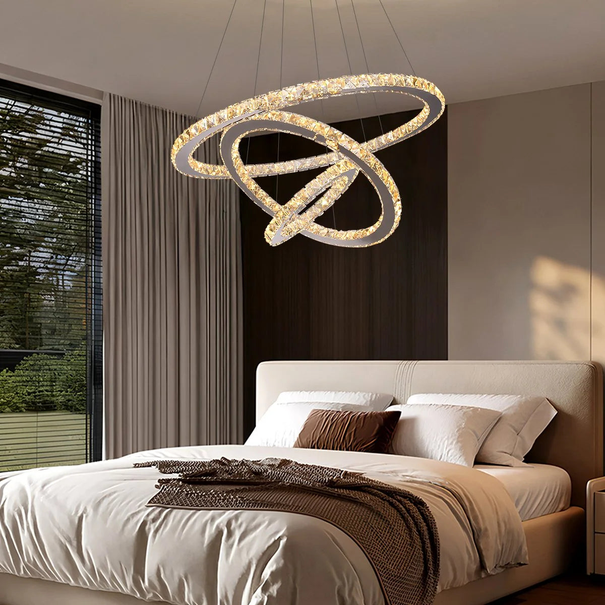 Antizer Modern Light Luxury Circular LED Crystal Chandelier