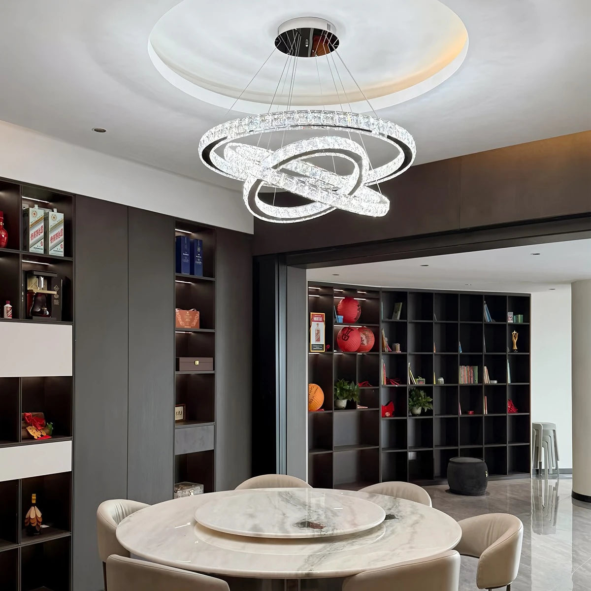 Antizer Modern Light Luxury Circular LED Crystal Chandelier