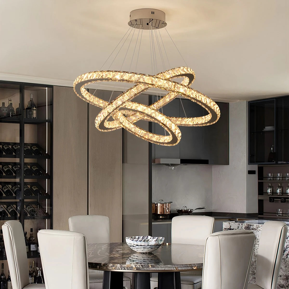 Antizer Modern Light Luxury Circular LED Crystal Chandelier
