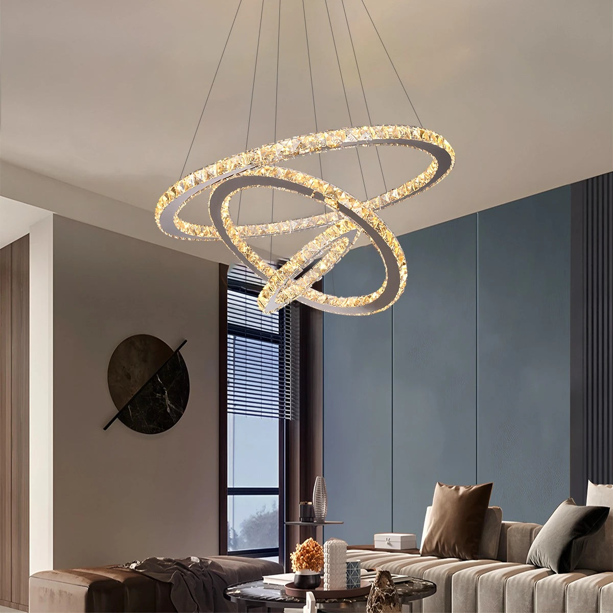 Antizer Modern Light Luxury Circular LED Crystal Chandelier