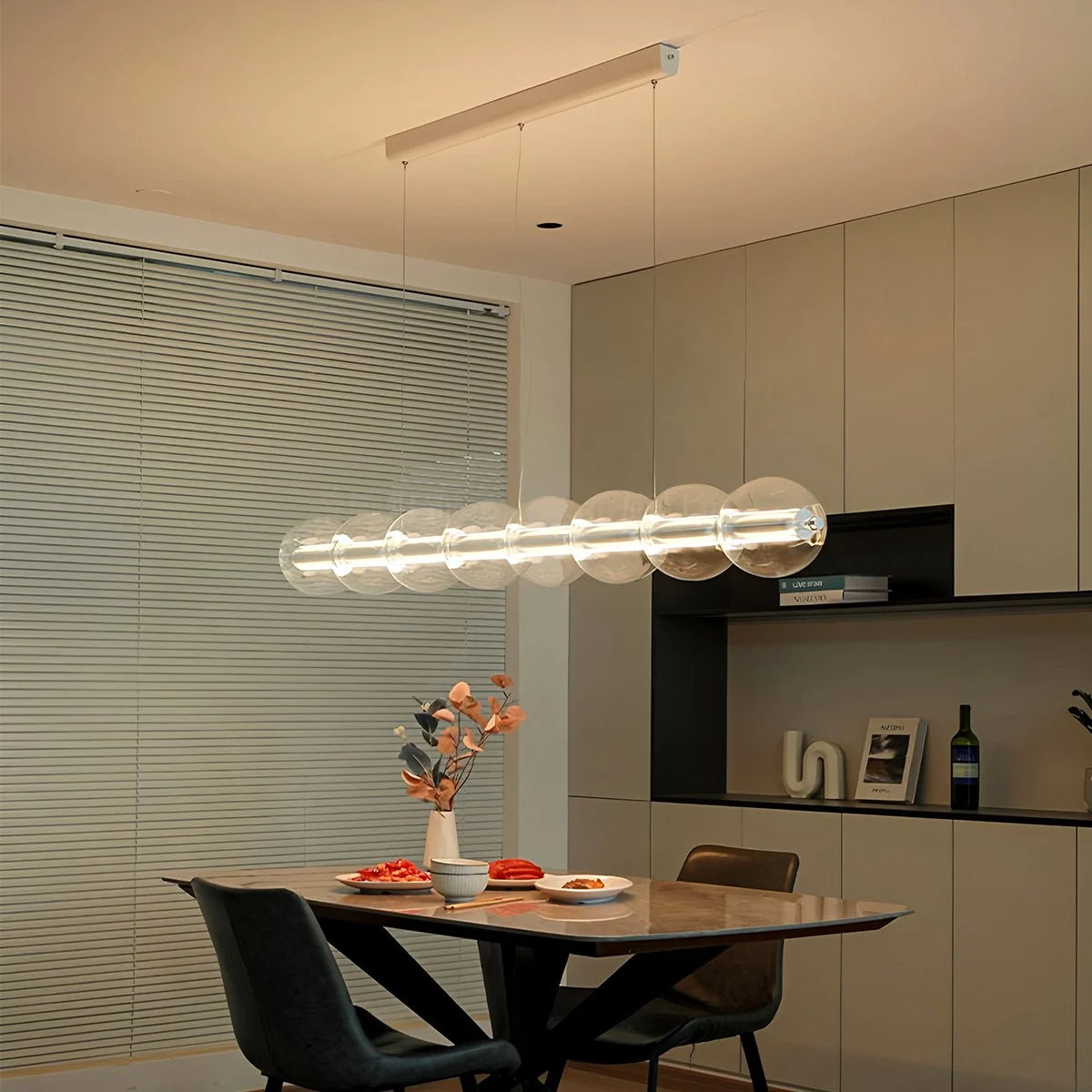 Antizer Modern Long Bubble Glass Pendant Light