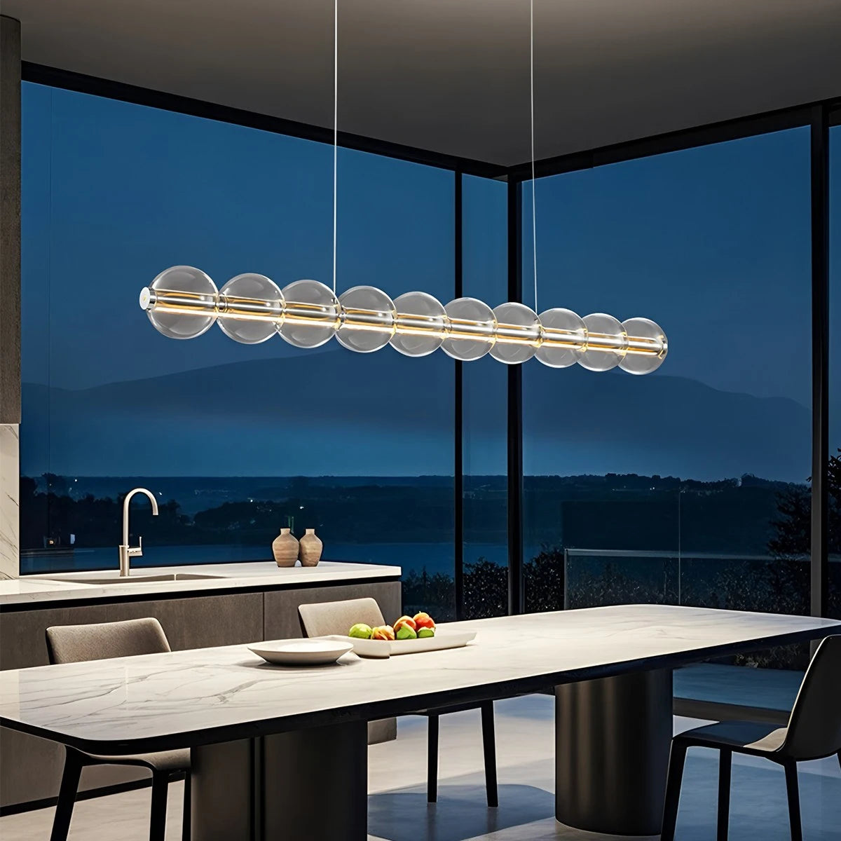 Antizer Modern Long Bubble Glass Pendant Light