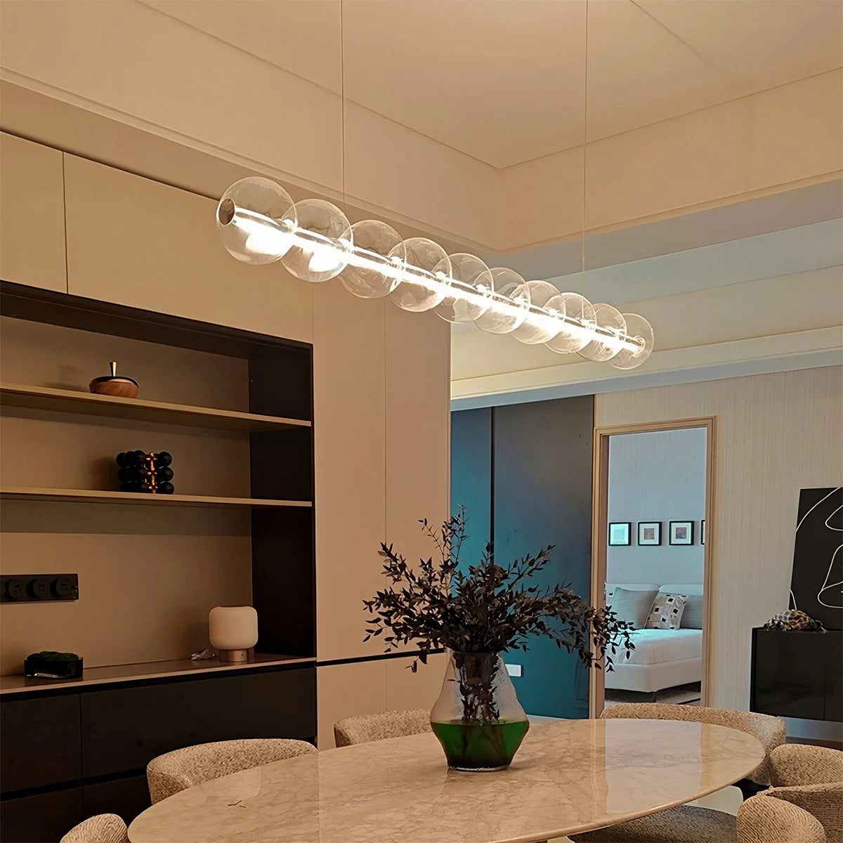 Antizer Modern Long Bubble Glass Pendant Light