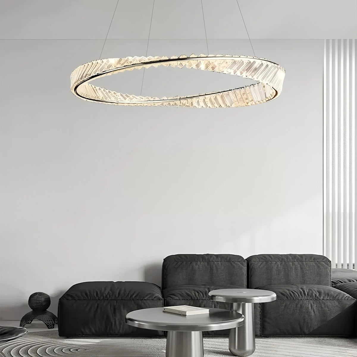 Antizer Modern Luxury Metal Glass Ring Chandelier