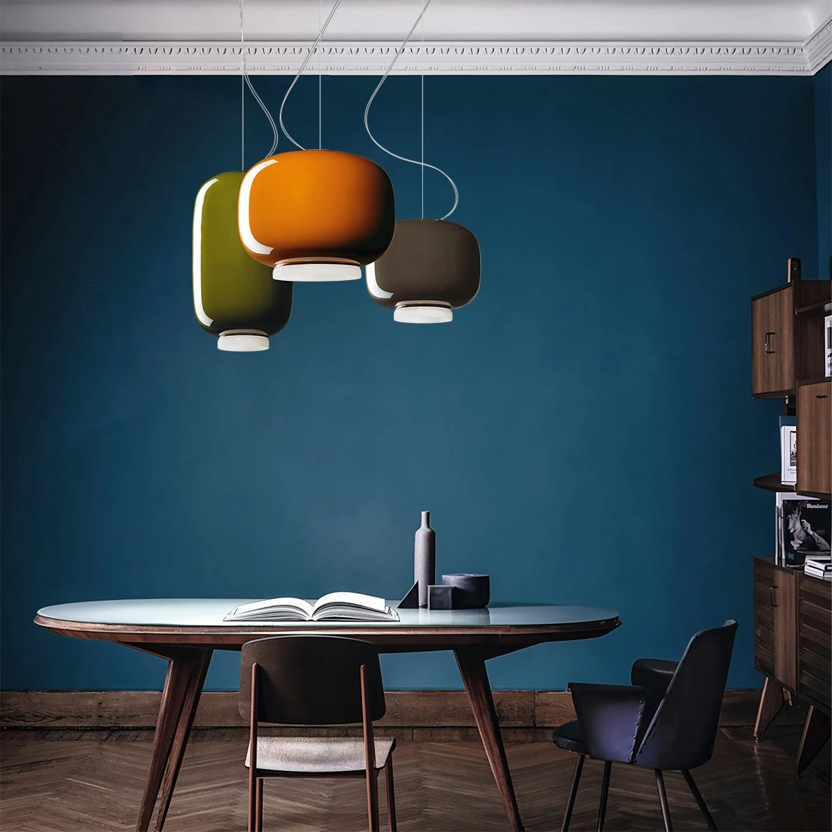 Antizer Modern Colored Glass Lantern Pendant Light