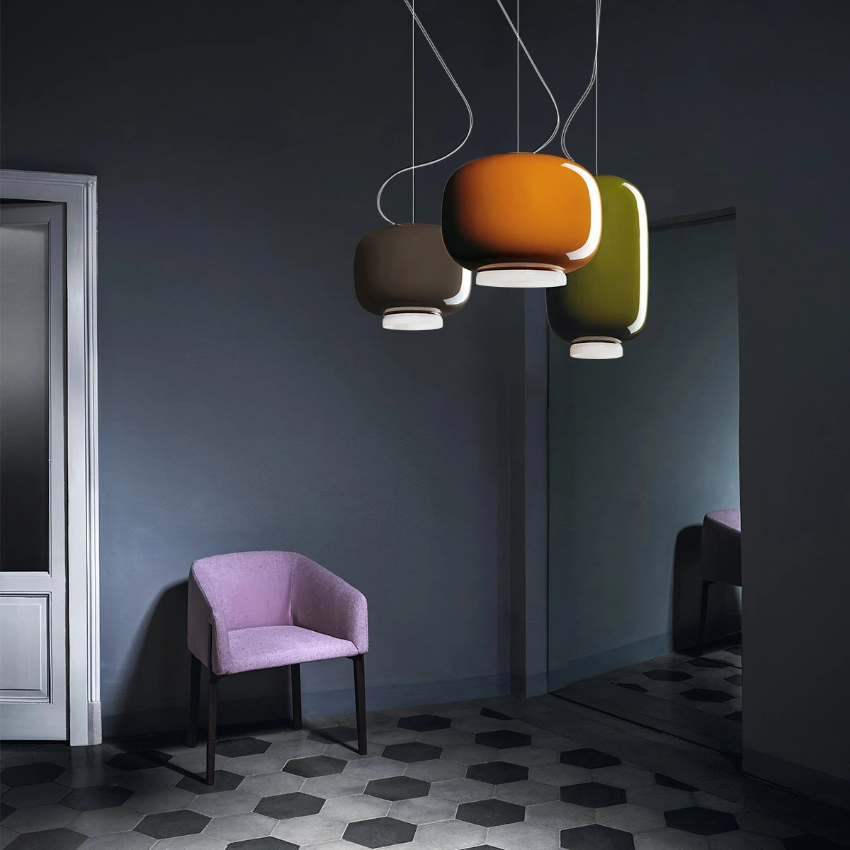 Antizer Modern Colored Glass Lantern Pendant Light