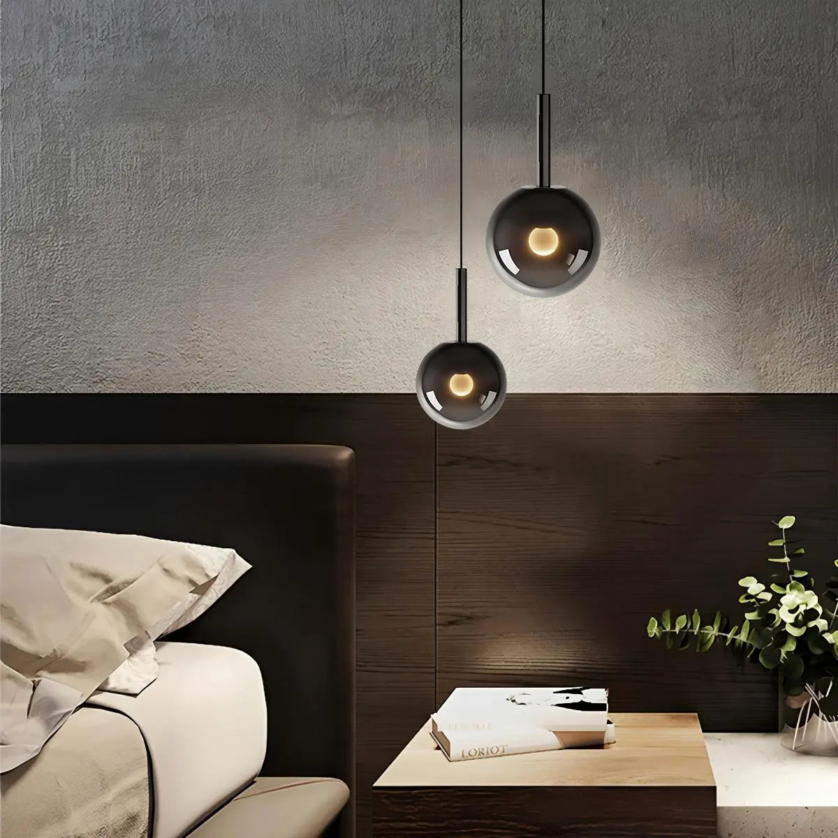Antizer Adjustable Bedside Glass Pendant Light